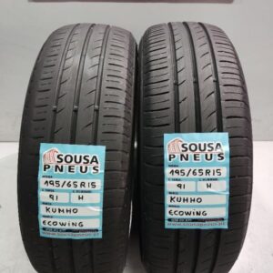 2 pneus semi novos 195-65r15 kumho - oferta dos portes