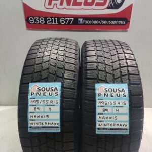 2 pneus semi novos 195-55r15 maxxis - oferta dos portes 75 euros